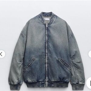 Zara Women’s Blue Denim Bomber Jacket XS